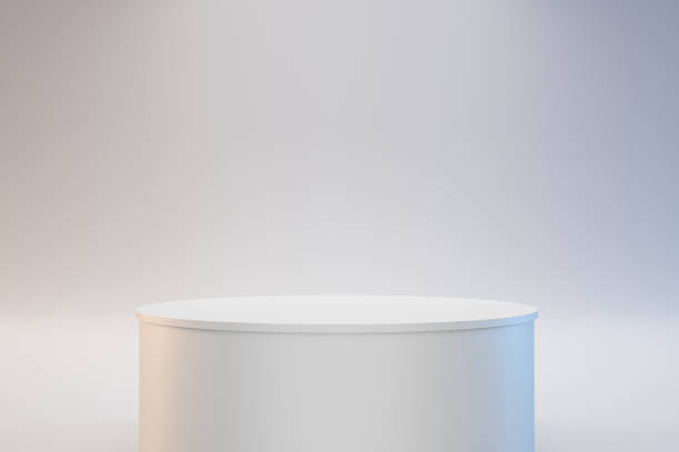 Modern podium or pedestal display with platform concept on white background. Blank shelf stand for showing product. 3D rendering. Modern podium or pedestal display with platform concept on white background. Blank shelf stand for showing product. 3D rendering. pedestal stock pictures, royalty-free photos & images