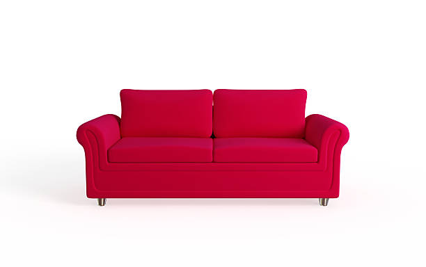 Modern red sofa. stock photo