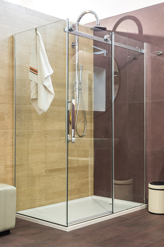 Modern Shower With Glass Door In Luxury Bathroom Stock Photo Download Image Now Istock