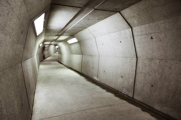 Modern underground concrete tunnel  bomb shelter stock pictures, royalty-free photos & images