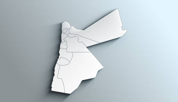 Modern White Map of Jordan with Governorates With Shadow Country Political Geographical Map of Jordan with Governorates with Shadows mafraq stock pictures, royalty-free photos & images