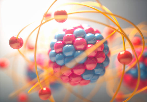 Molecular Model Colorful 3D Illustration of an atom, that is the smallest constituent unit of ordinary matter that has the properties of a chemical element. proton stock pictures, royalty-free photos & images