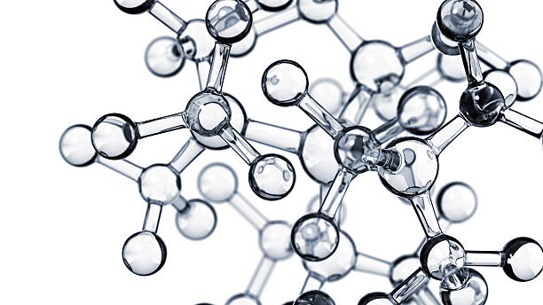Glassy molecule on white background. 3D render.