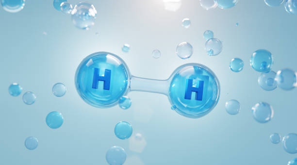 Molecule Hydrogen,  New Green Energy Water Fuel Cell Future Hydrogen. stock photo