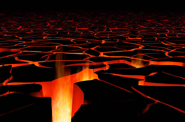 Molten Landscape "A fiery, molten landscape." crevice stock pictures, royalty-free photos & images