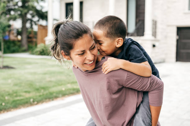 Happy parent and kid