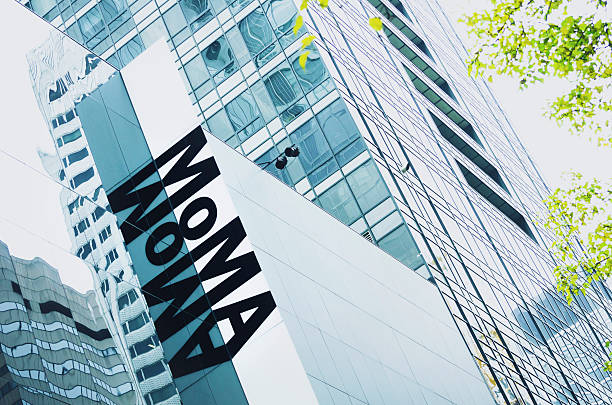MoMA sign, The Museum of Modern Art, Manhattan, New York stock photo