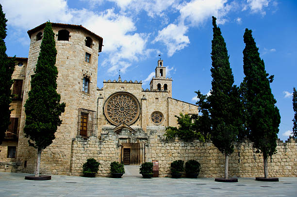 Monastery of Sant Cugat del Valles.Barcelona.Spain. Romanesque monastery of Sant Cugat del Valles.Barcelona.Spain abbey monastery stock pictures, royalty-free photos & images