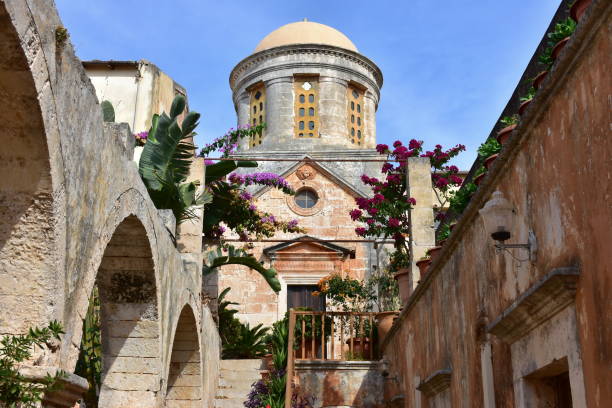 monastery on Crete island stock photo