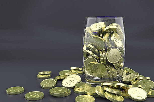 Money golden coins stock photo