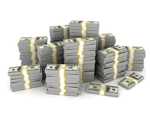 Money stack large amount of us dollars Money stack large amount of us dollars. Isolated on white background pile of money stock pictures, royalty-free photos & images