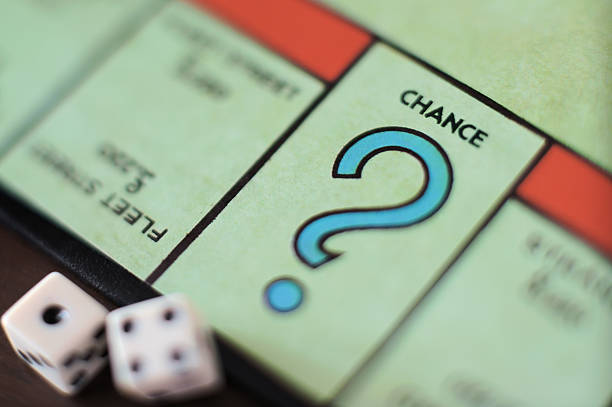 Monopoly Chance - Question mark, concept stock photo