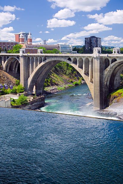 Monroe Street Bridge in Spokane, WA stock photo