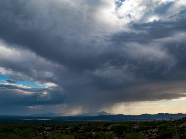 Monsoon Clouds Rain, and Sky Over the Southwest stock photo