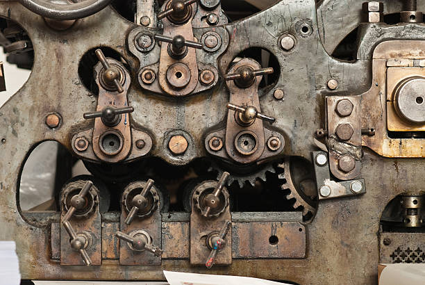 Monster Face Machine Old Typography Machine linotype stock pictures, royalty-free photos & images