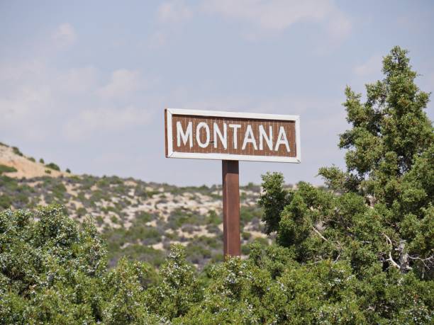 Montana border sign stock photo