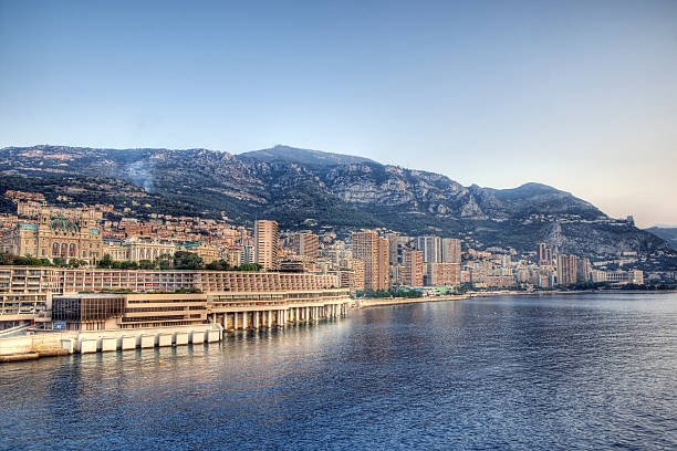 Monte Carlo, Monaco The famous waterfront of Monte Carlo in Monaco. The ornate Grand Casino can be seen on the far left. Image processed for high dynamic range. Monaco stock pictures, royalty-free photos & images