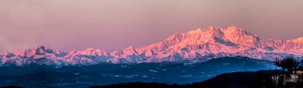 Monte Rosa lit by the morning sun stock photo