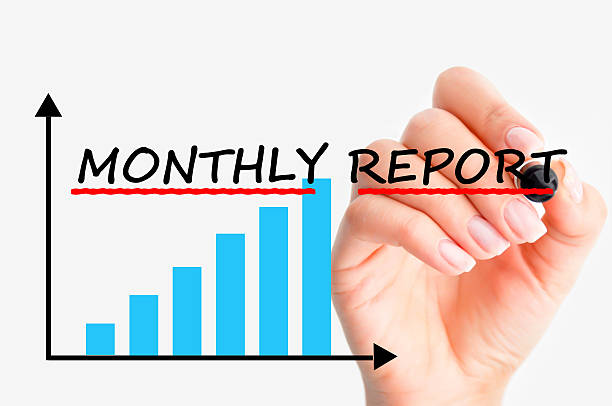 monthly management reports stock photo