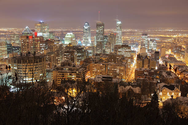 Montreal City Lights at Night  buzbuzzer montreal city stock pictures, royalty-free photos & images