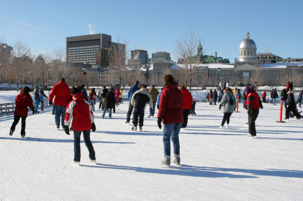 Montreal Winter Ice Skating Park  buzbuzzer montreal city stock pictures, royalty-free photos & images