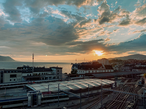 Montreux railway station in Switzerland