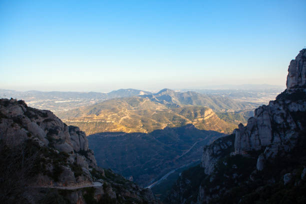 Montserrat canyon and mountains stock photo