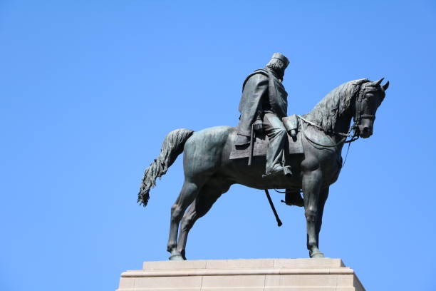 Monument to Garibaldi at Piazzale Giuseppe Garibaldi in Rome Italy stock photo