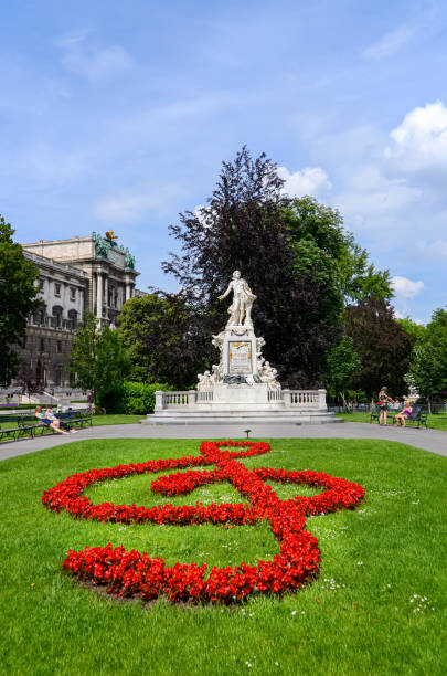 Monument to Mozart in the Burggarten park. stock photo