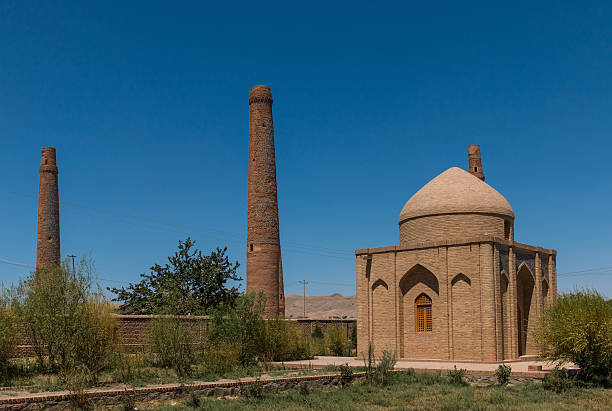 monuments of herat minarets, minaret, historic, afghan,  persian, pashto, herat, afghanistan, gawharshad, musalla, complex, gowhar minaret stock pictures, royalty-free photos & images