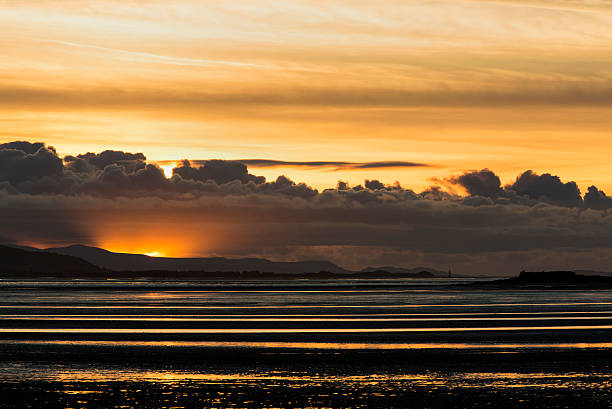 Moody North Wales Coast Sunset stock photo