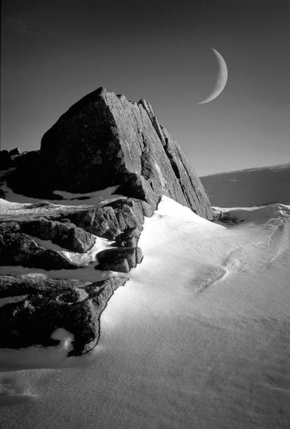 Moon and monolith stock photo