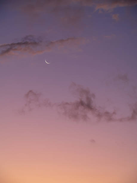Moon at purple sky stock photo