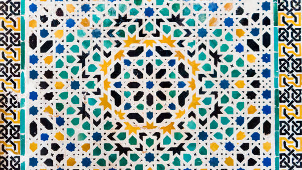 Moorish mosaic background Close-up of a Moorish mosaic with abstract forms. This type of mosaic can be found in mosques in the Arabian world. moor photos stock pictures, royalty-free photos & images