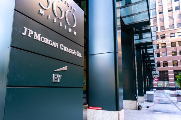 JP Morgan Chase & Co. and EY offices in San Francisco stock photo