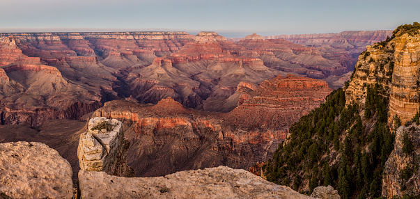 Morning at Yaki Point with View on the Grand Canyon