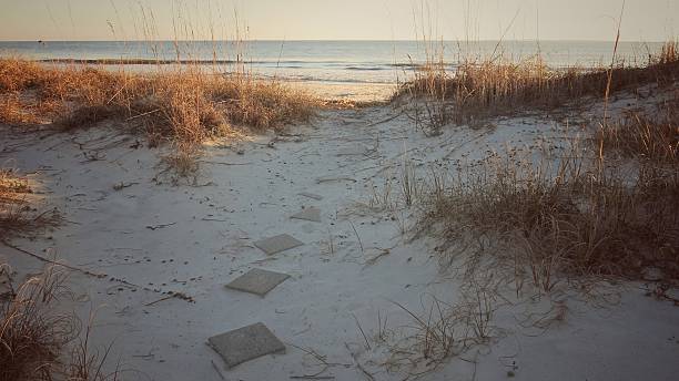 Photo of Morning Shaded Cement Block Path, Hilton Head Beach, South Carolina