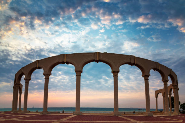 Morning view in Fanateer Beach - Al Jubail City Saudi Arabia. stock photo