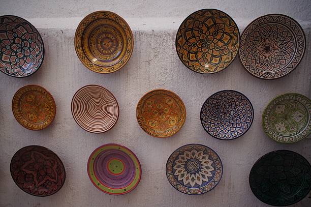 moroccan plates stock photo