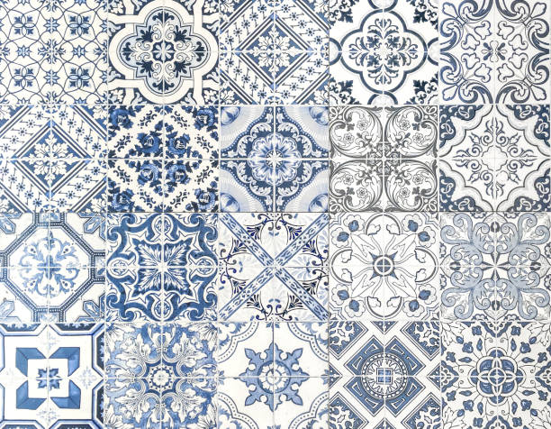 marokkaanse tegels naadloze ribbels en noppen - tiles pattern stockfoto's en -beelden