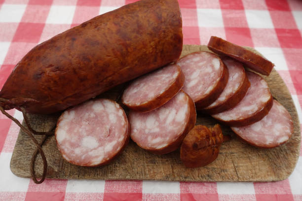 Morteau sausage French gourmet charcuterie stock photo