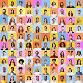 istock Mosaic Of Many Cheerful People Faces In Square Collage 1307930552
