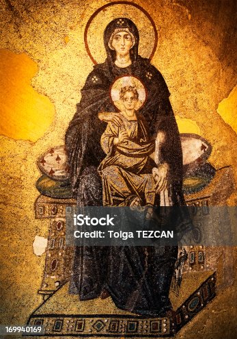istock Mosaic of Virgin Mary and Infant Jesus 169940169