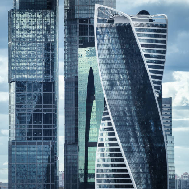 Moscow International Business Center skyscrapers abstract facades stock photo