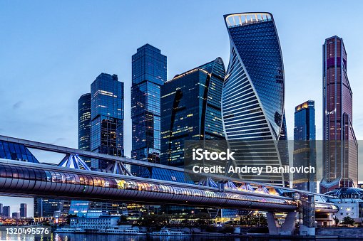 istock Moscow skyscrapers panorama in the evening. 1320495576
