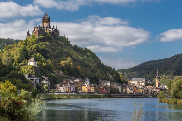 Mosel River panoramic Cochem Germany stock photo