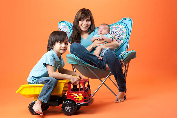 Mother and her kids stock photo