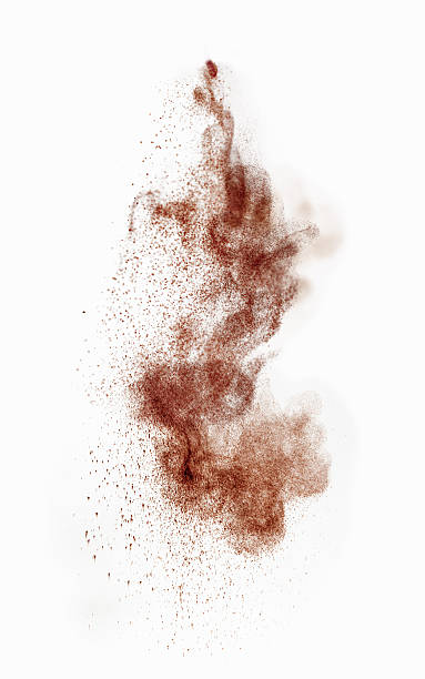 motion of cocoa or coffee powder Coffee or cocoa powder falling , studio shot, selective focus. face powder photos stock pictures, royalty-free photos & images