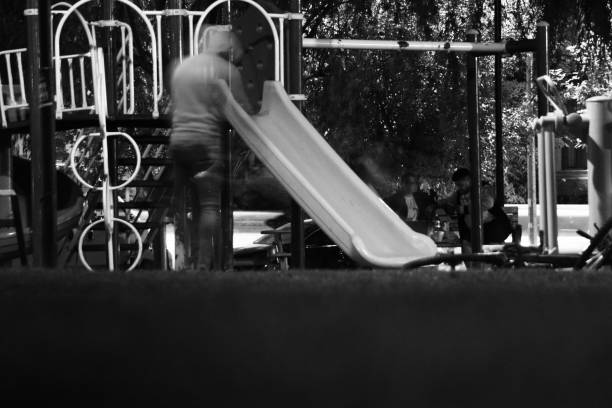 motion movement on the slide. Balck and White photo. street photos stock pictures, royalty-free photos & images