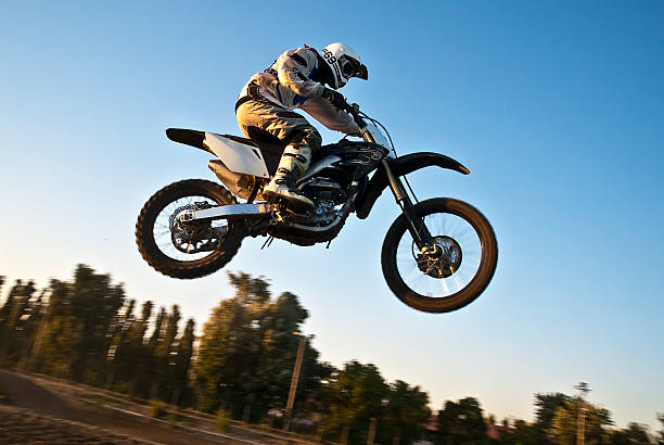 Motocross panning stock photo